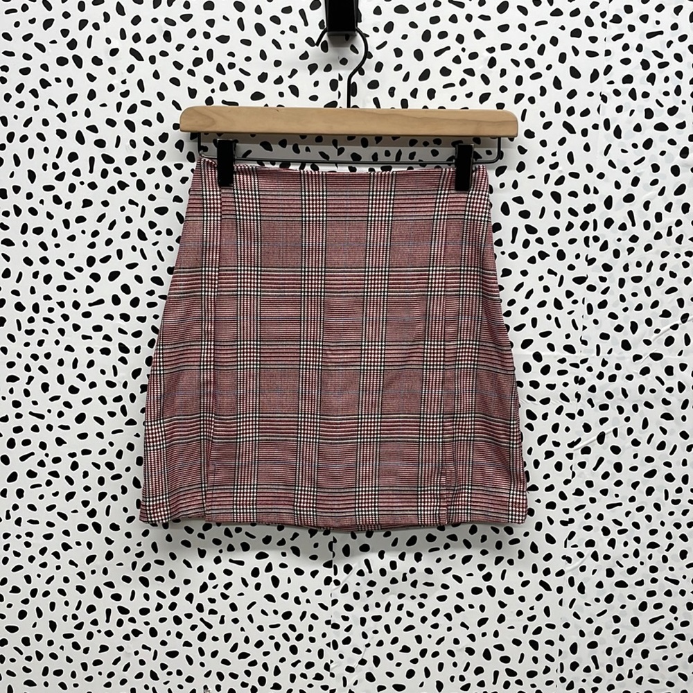 Brandy Melville Pink Plaid Mini Skirt
